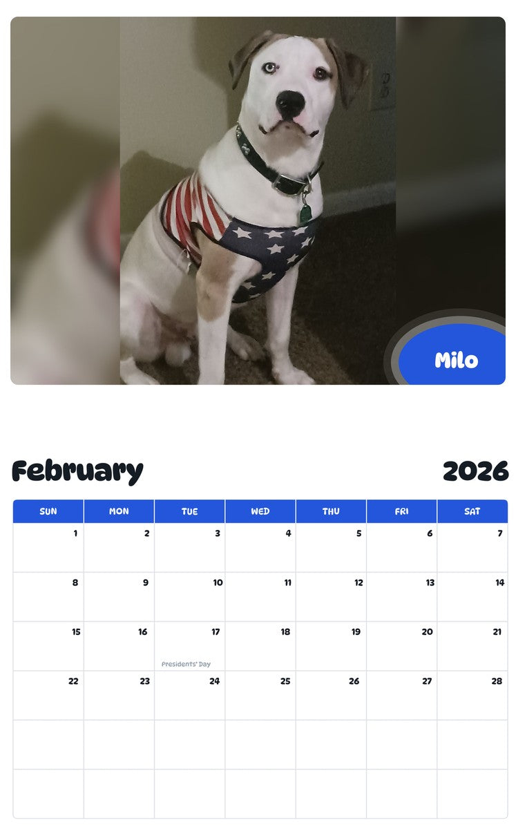 October 2025 - September 2026 Milo - Pawidols Pet Calendar