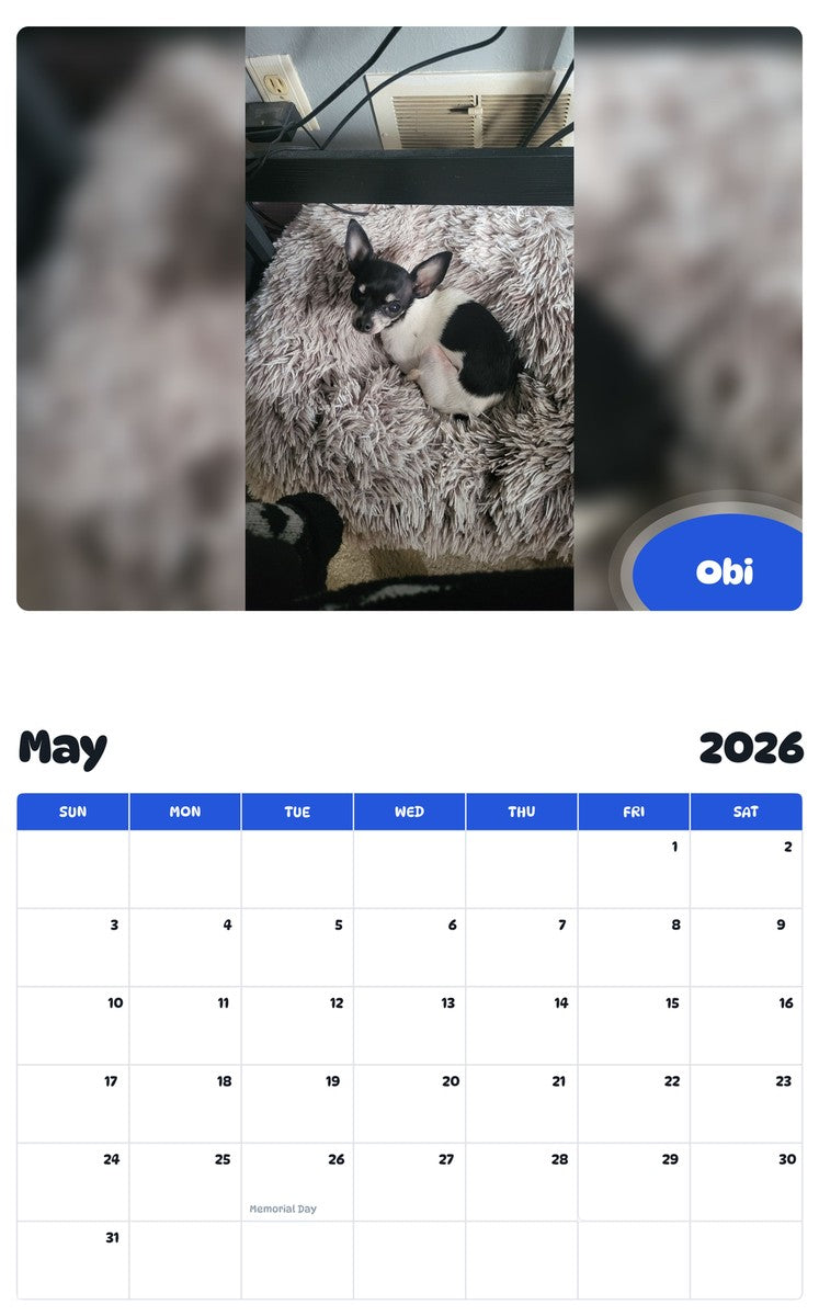 2026 - 2027 Obi - Pawidols Pet Calendar