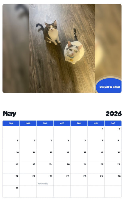 2026 - 2027 Olliver & Billie - Pawidols Pet Calendar