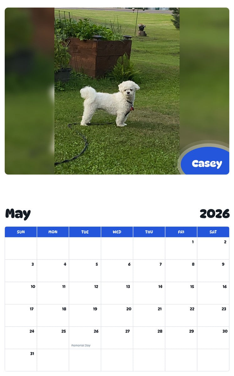 2026 - 2027 Casey - Pawidols Pet Calendar