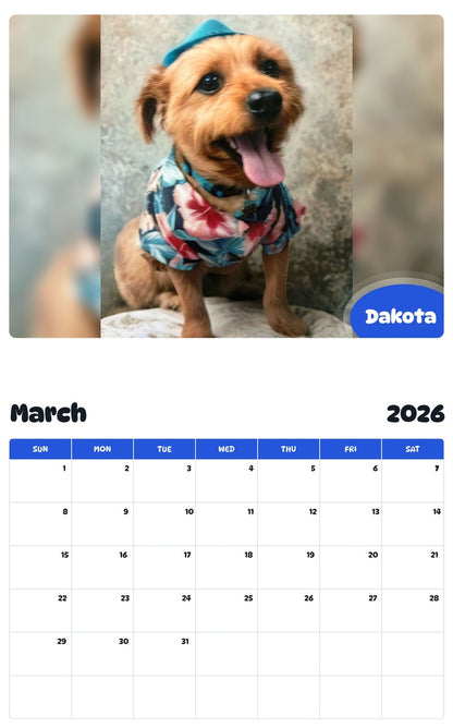 November 2025 - October 2026 Dakota - Pawidols Pet Calendar