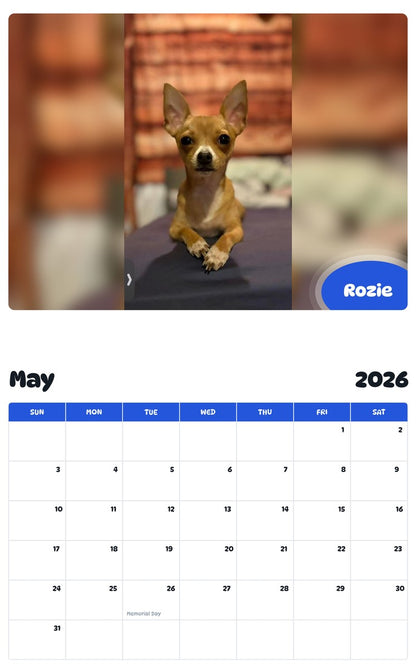 2026 - 2027 Rozie - Pawidols Pet Calendar