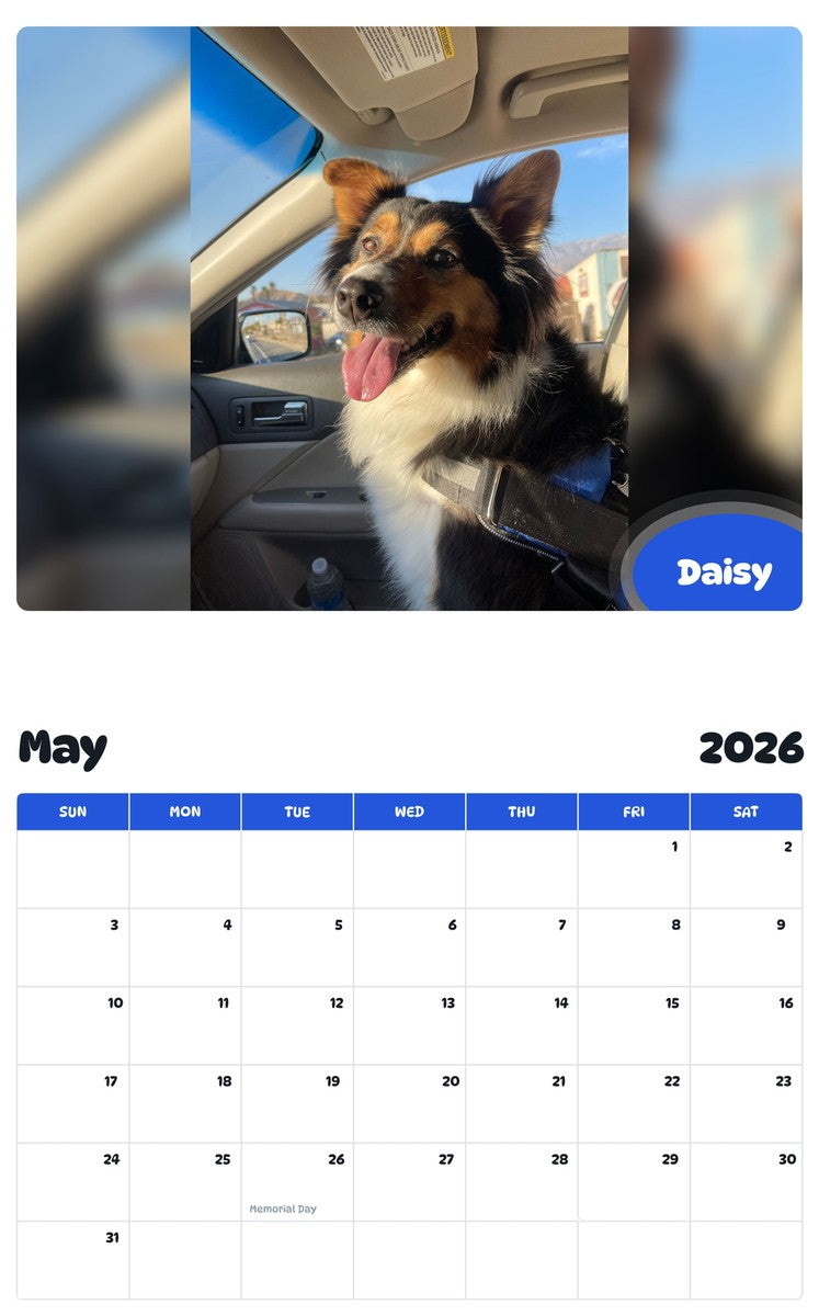 2026 - 2027 Daisy - Pawidols Pet Calendar