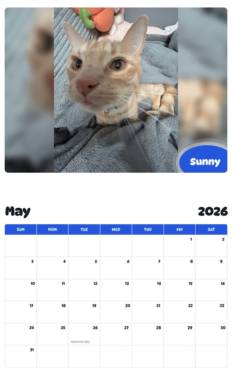 2026 - 2027 Sunny - Pawidols Pet Calendar