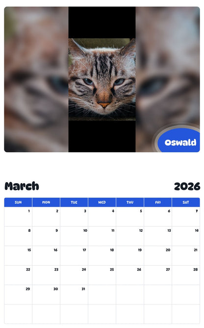 November 2025 - October 2026 Oswald - Pawidols Pet Calendar