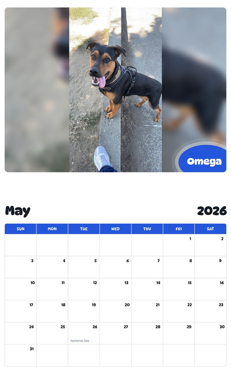 2026 - 2027 Omega - Pawidols Pet Calendar