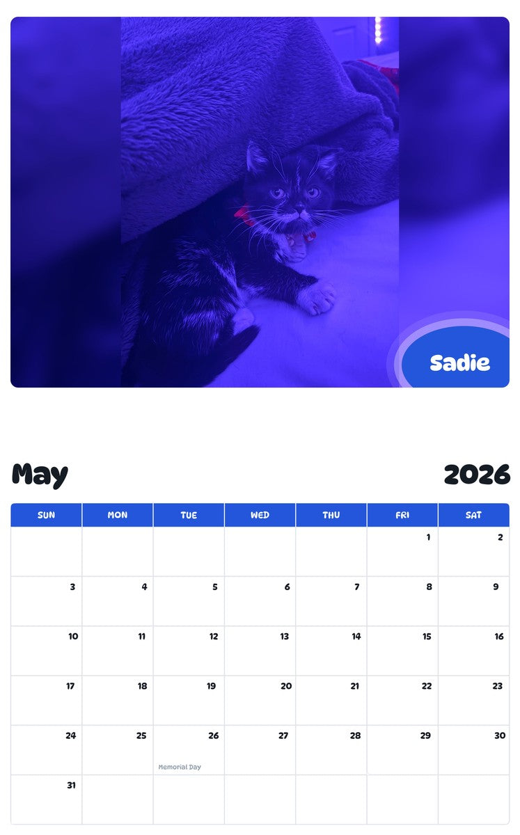 2026 - 2027 Sadie - Pawidols Pet Calendar