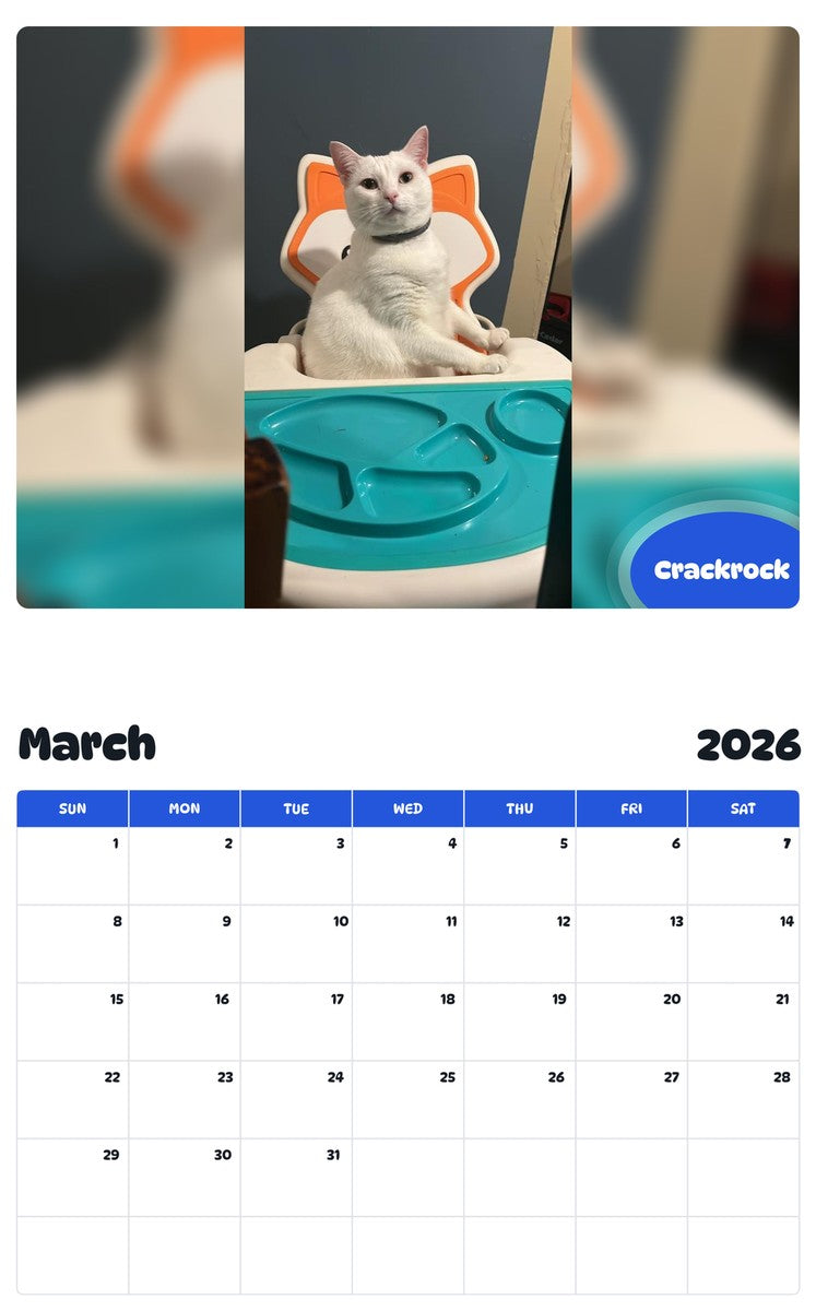 November 2025 - October 2026 Crackrock - Pawidols Pet Calendar