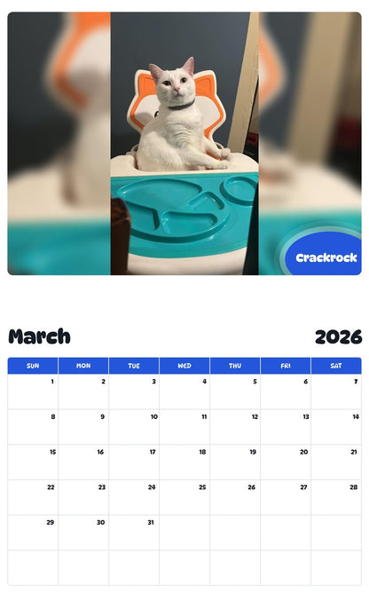 November 2025 - October 2026 Crackrock - Pawidols Pet Calendar