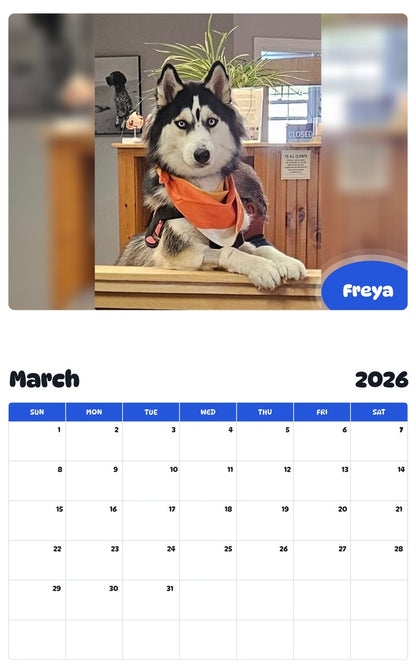 November 2025 - October 2026 Freya - Pawidols Pet Calendar