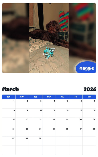 November 2025 - October 2026 Maggie - Pawidols Pet Calendar