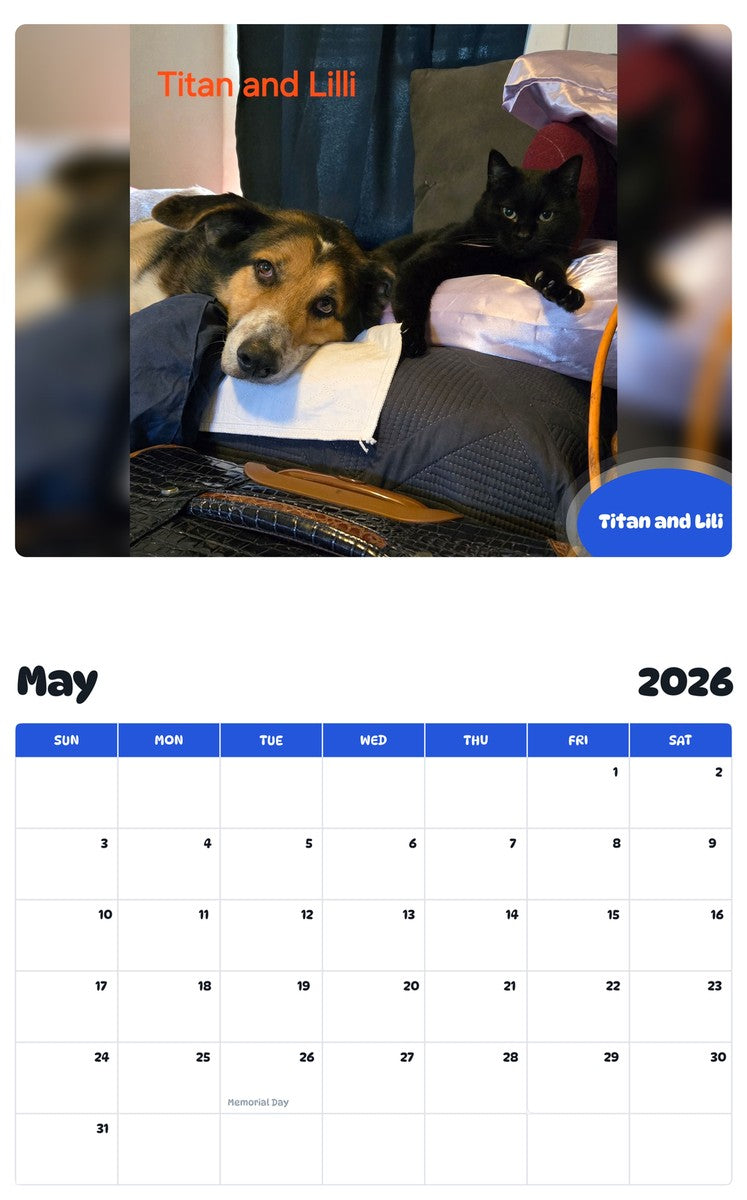 2026 - 2027 Titan and Lili - Pawidols Pet Calendar