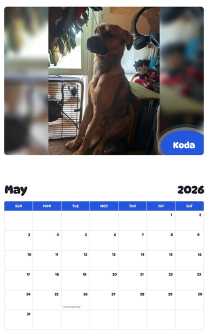 2026 - 2027 Koda - Pawidols Pet Calendar