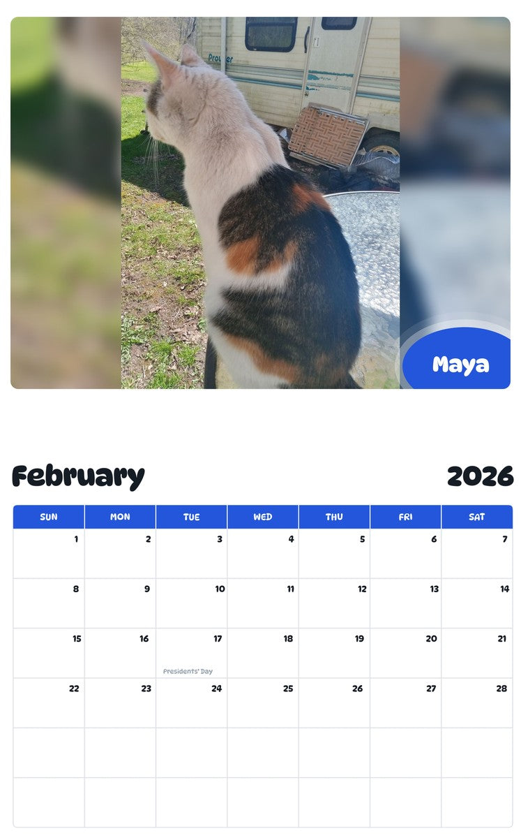 October 2025 - September 2026 Maya - Pawidols Pet Calendar