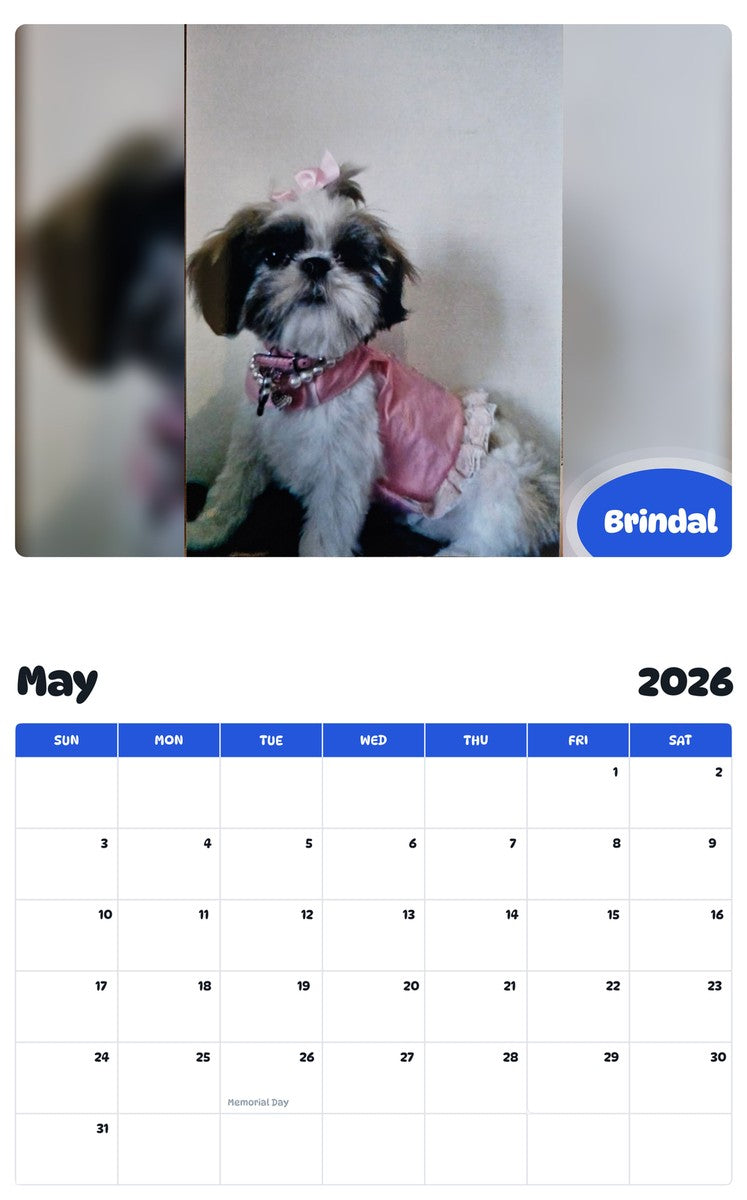 2026 - 2027 Brindal - Pawidols Pet Calendar
