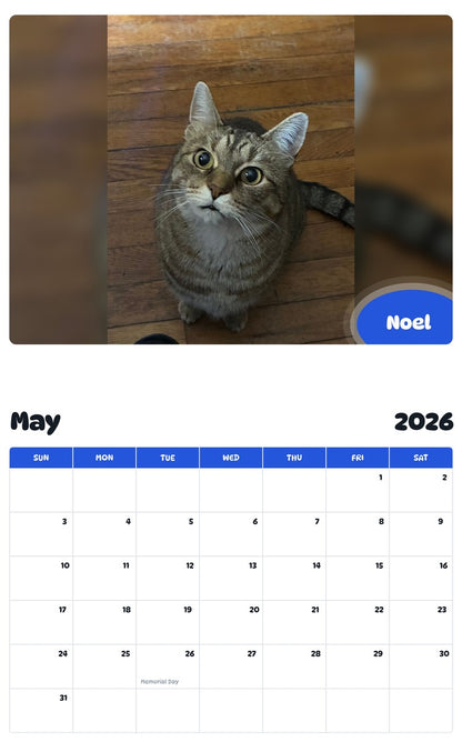 2026 - 2027 Noel - Pawidols Pet Calendar