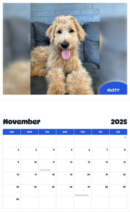 July 2025 - June 2026 Rusty - Pawidols Pet Calendar