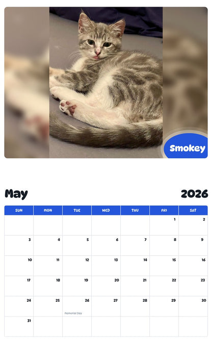 2026 - 2027 Smokey - Pawidols Pet Calendar