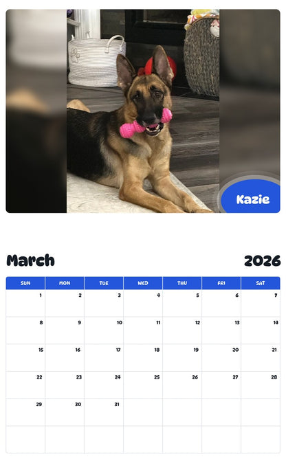 November 2025 - October 2026 Kazie - Pawidols Pet Calendar
