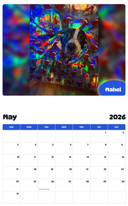 2026 - 2027 Mabel - Pawidols Pet Calendar