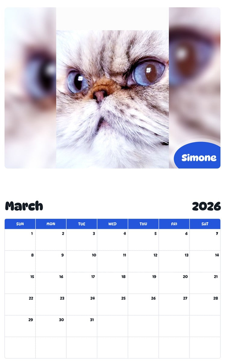 November 2025 - October 2026 Simone - Pawidols Pet Calendar