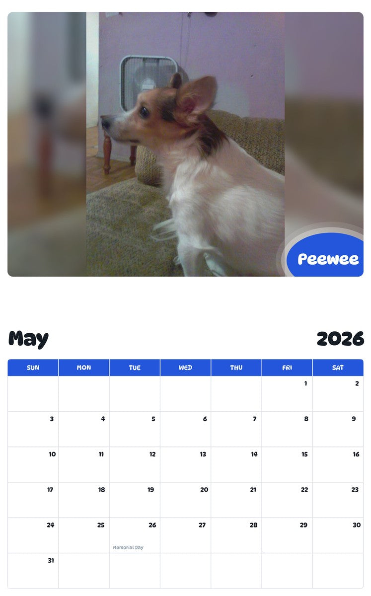 2026 - 2027 Peewee - Pawidols Pet Calendar
