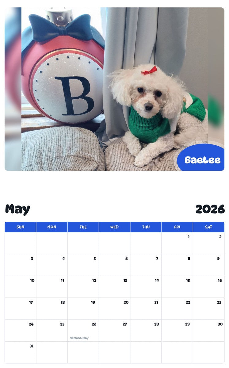 2026 - 2027 BaeLee - Pawidols Pet Calendar