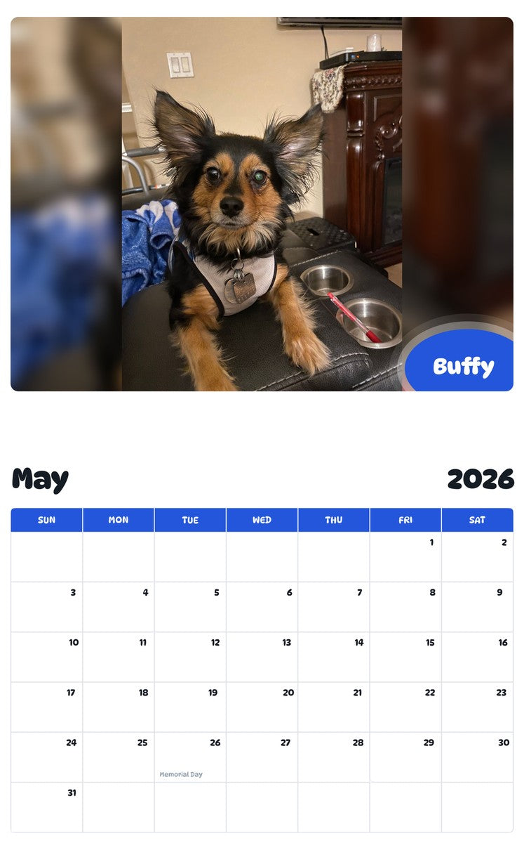 2026 - 2027 Buffy - Pawidols Pet Calendar