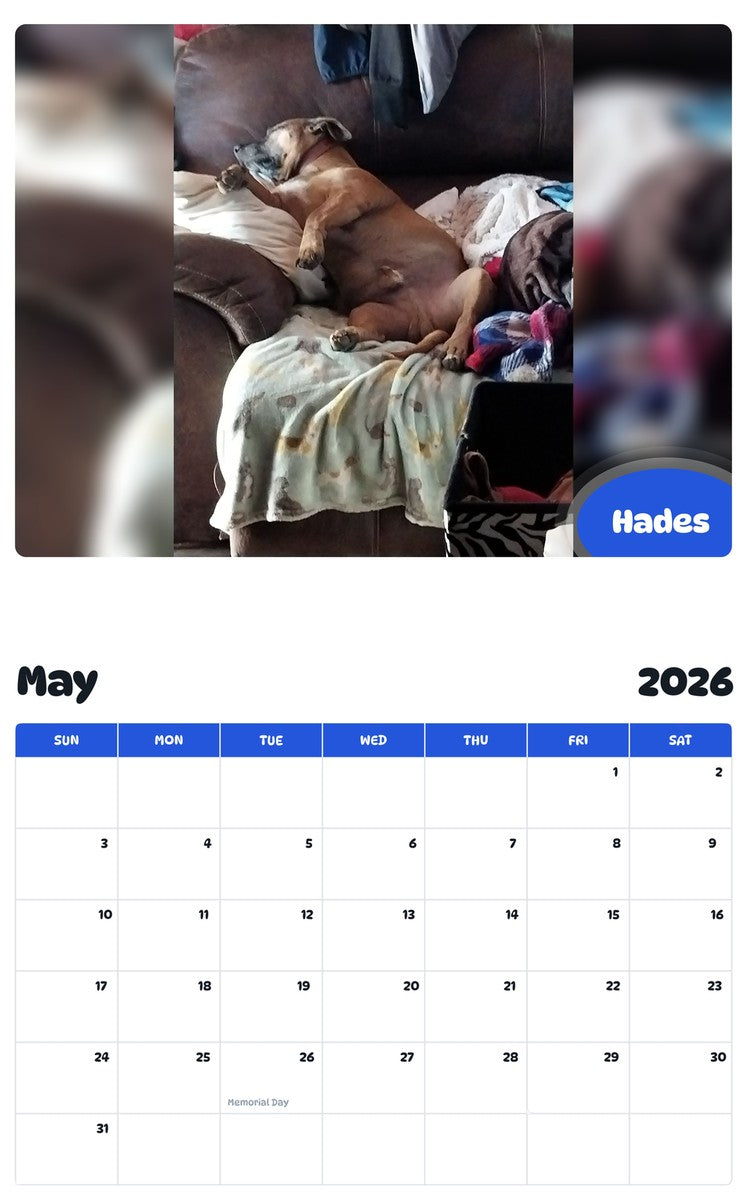 2026 - 2027 Hades - Pawidols Pet Calendar