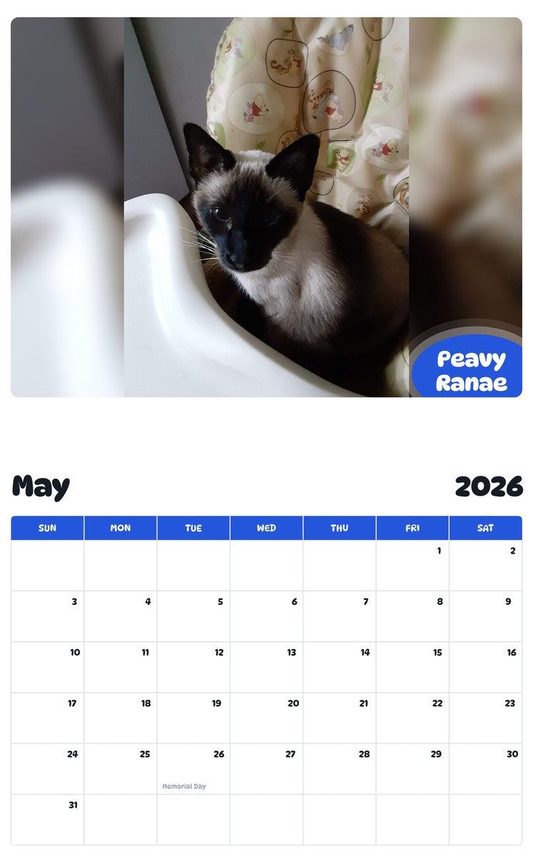 2026 - 2027 Peavy Ranae - Pawidols Pet Calendar