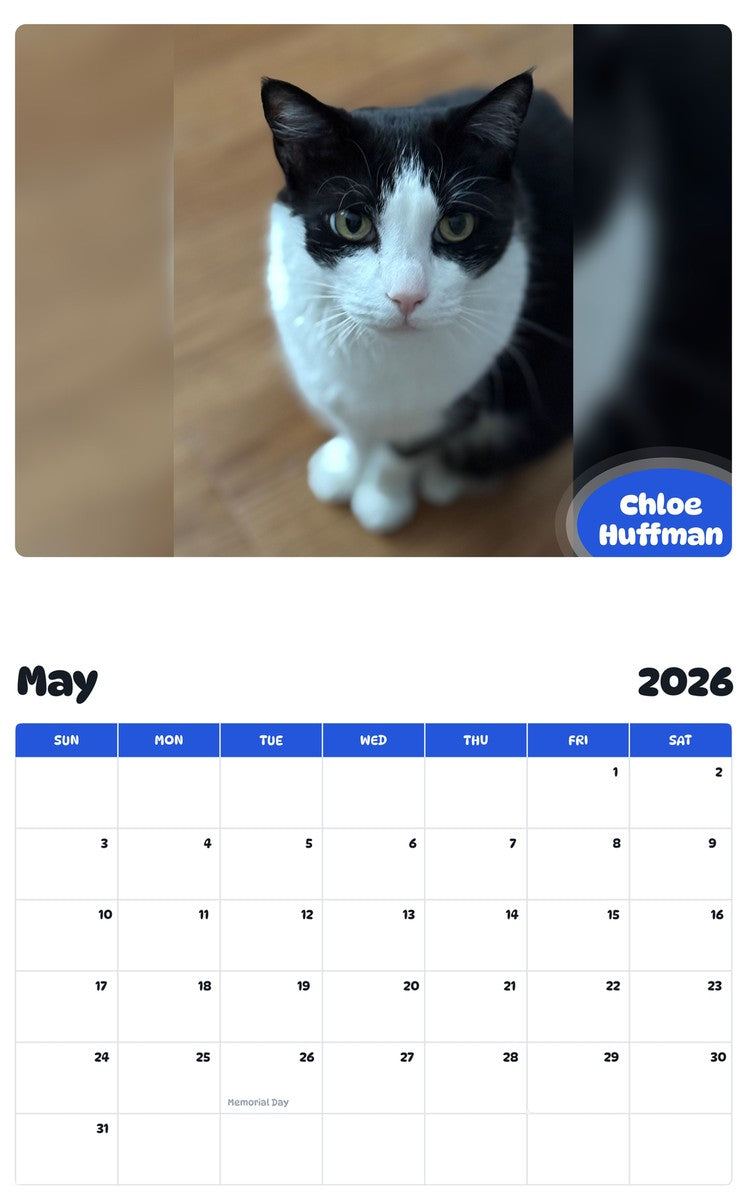2026 - 2027 Chloe Huffman - Pawidols Pet Calendar