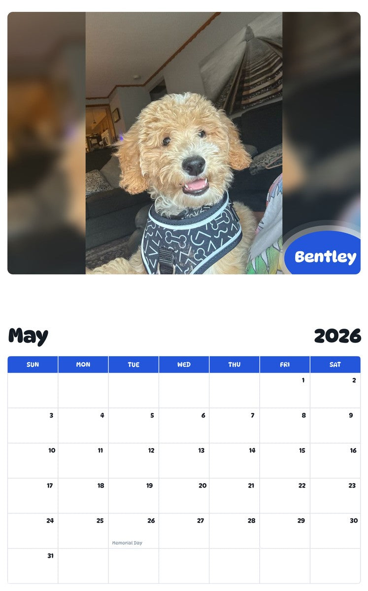 2026 - 2027 Bentley - Pawidols Pet Calendar