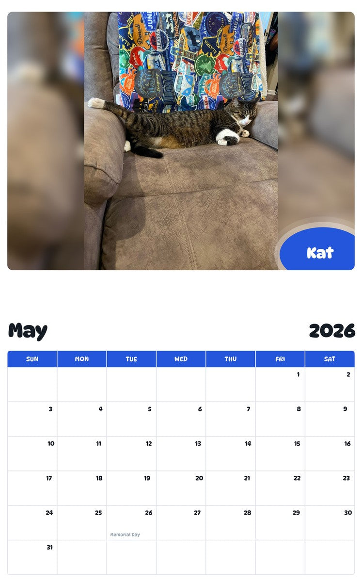 2026 - 2027 Kat - Pawidols Pet Calendar
