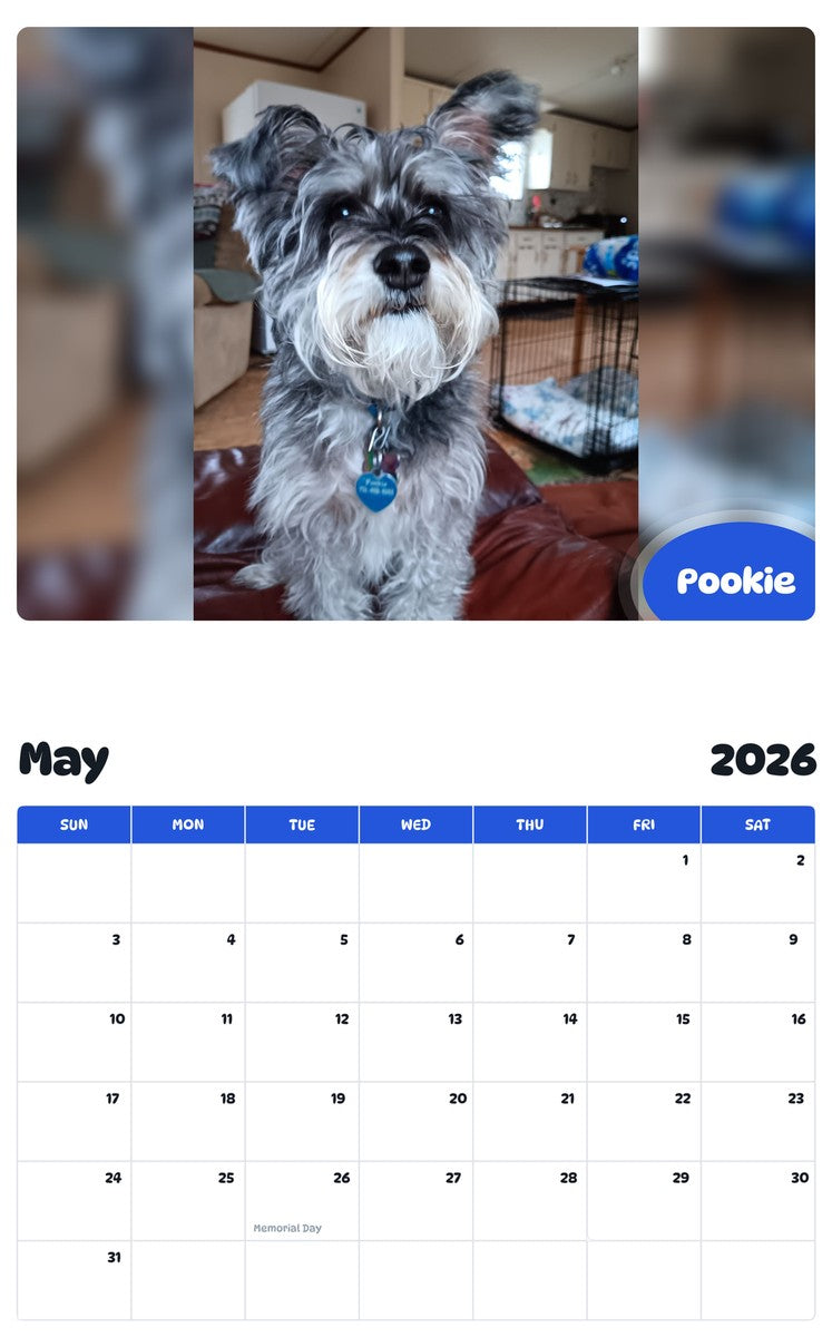 2026 - 2027 Pookie - Pawidols Pet Calendar