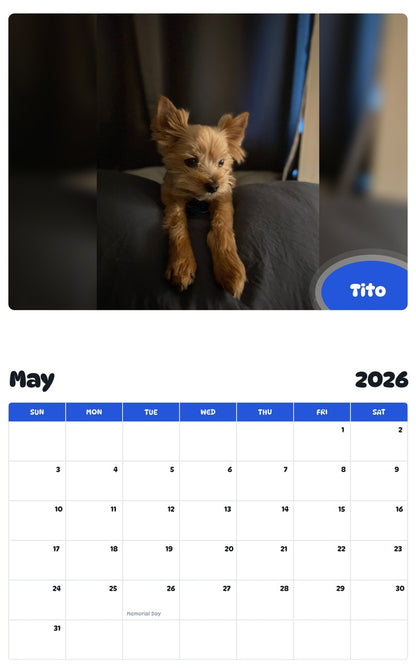 2026 - 2027 Tito - Pawidols Pet Calendar