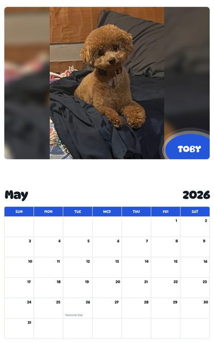 2026 - 2027 TOBY - Pawidols Pet Calendar