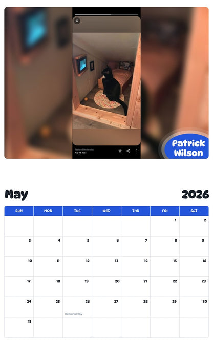 2026 - 2027 Patrick Wilson - Pawidols Pet Calendar