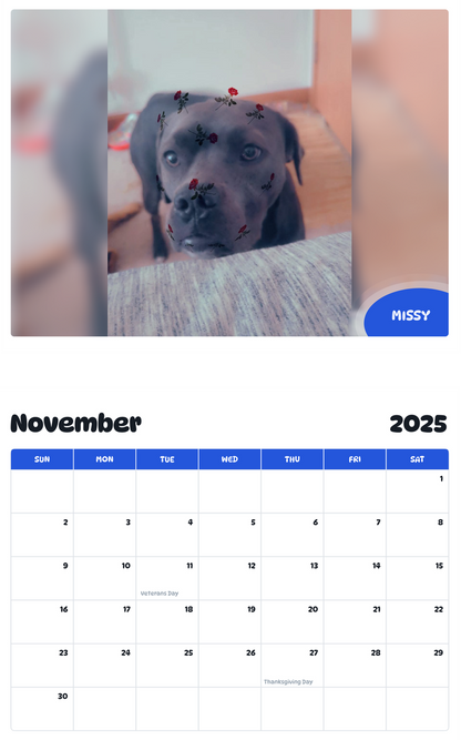 July 2025 - June 2026 Missy - Pawidols Pet Calendar