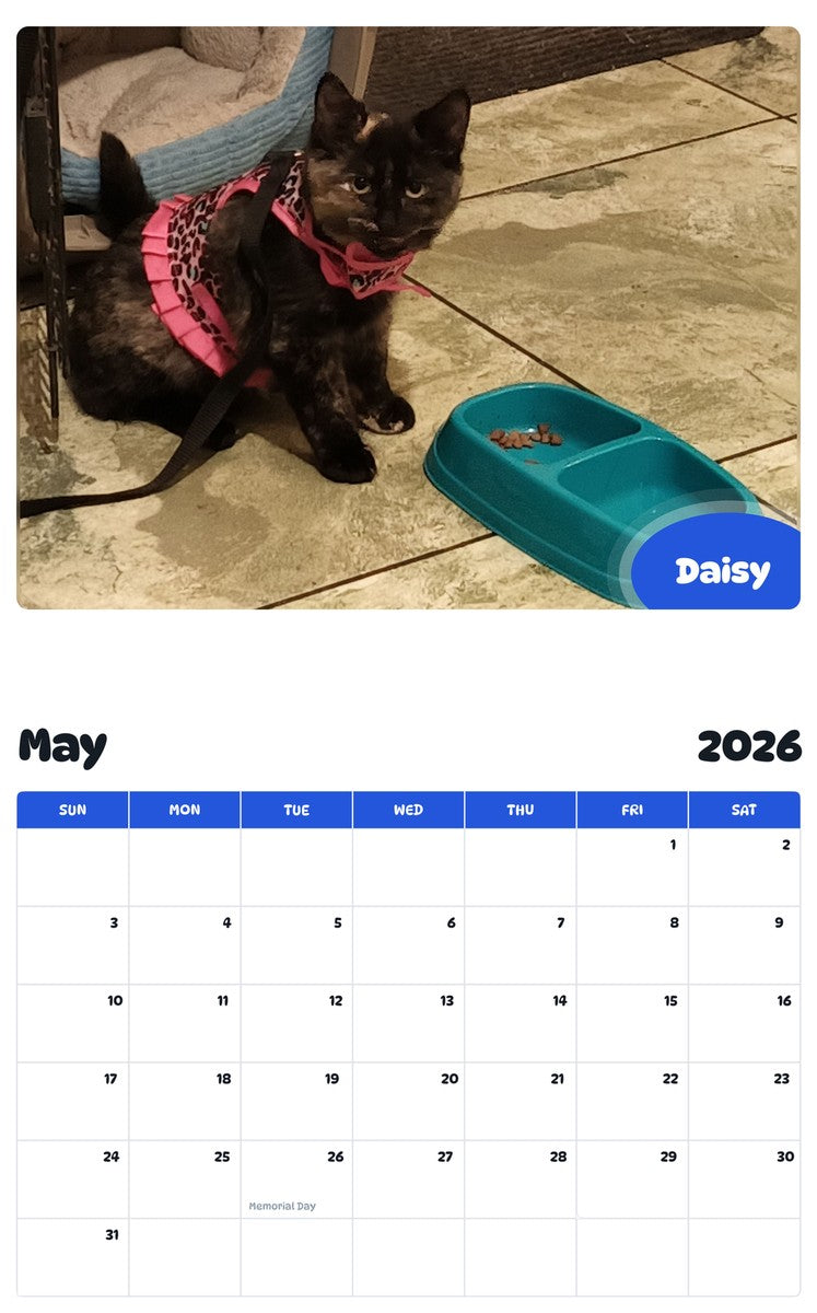 2026 - 2027 Daisy - Pawidols Pet Calendar