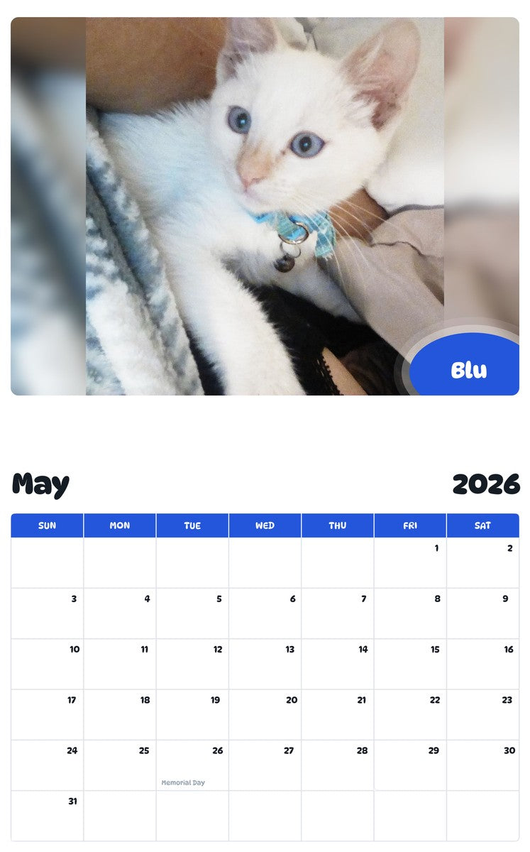 2026 - 2027 Blu - Pawidols Pet Calendar