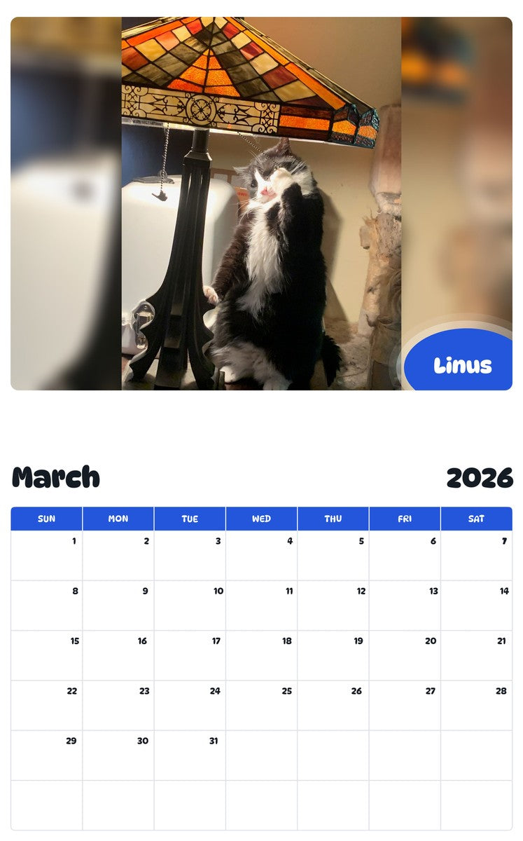 November 2025 - October 2026 Linus - Pawidols Pet Calendar