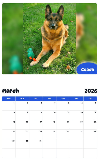 November 2025 - October 2026 Coach - Pawidols Pet Calendar