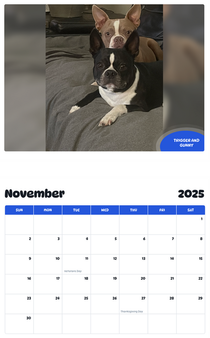 July 2025 - June 2026 Trigger and Gunny - Pawidols Pet Calendar