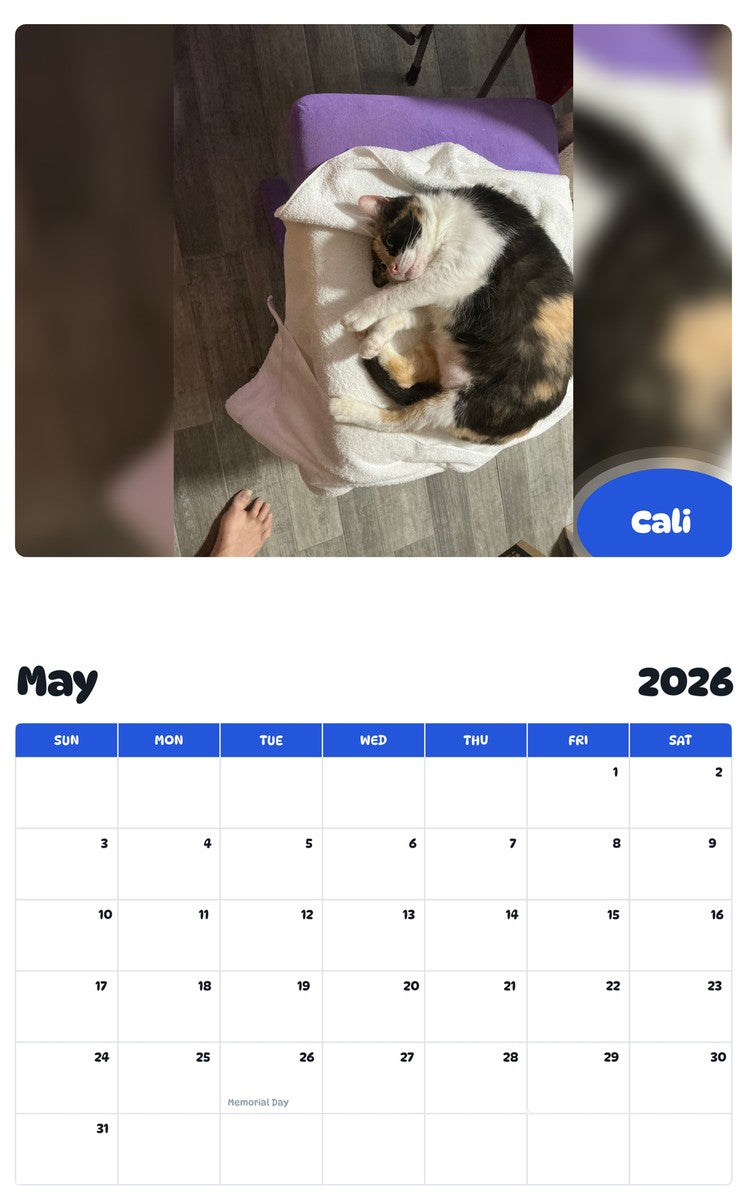 2026 - 2027 Cali - Pawidols Pet Calendar