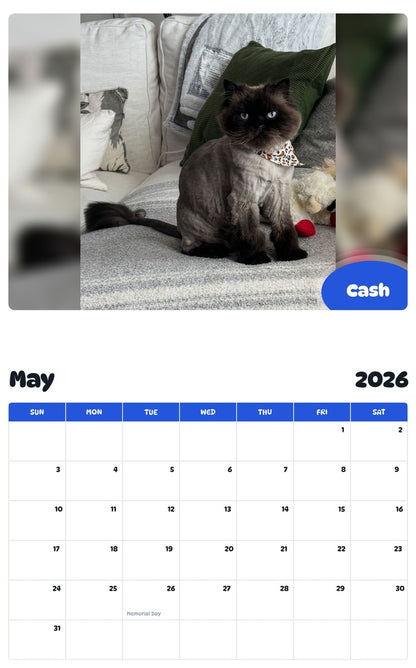 2026 - 2027 Cash - Pawidols Pet Calendar