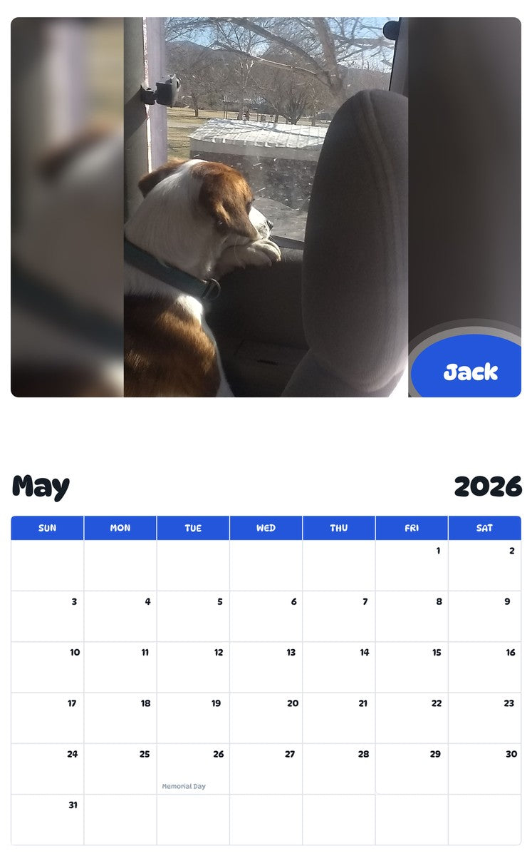 2026 - 2027 Jack - Pawidols Pet Calendar