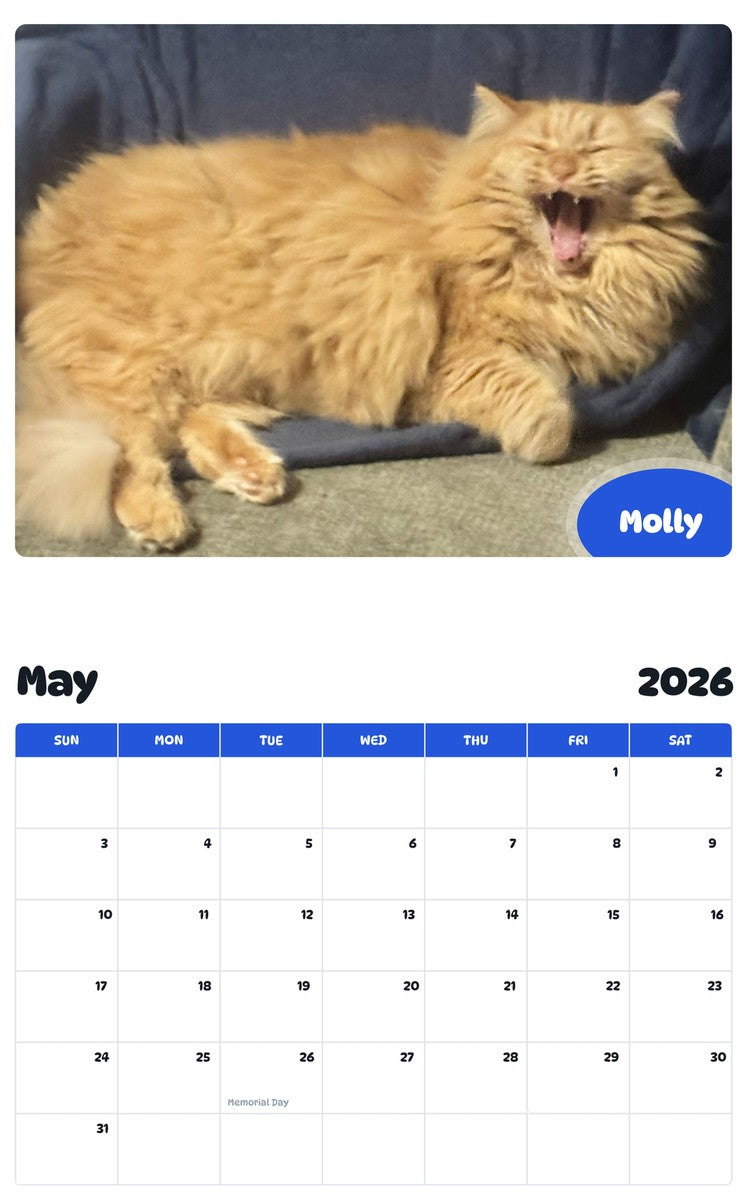 2026 - 2027 Molly - Pawidols Pet Calendar