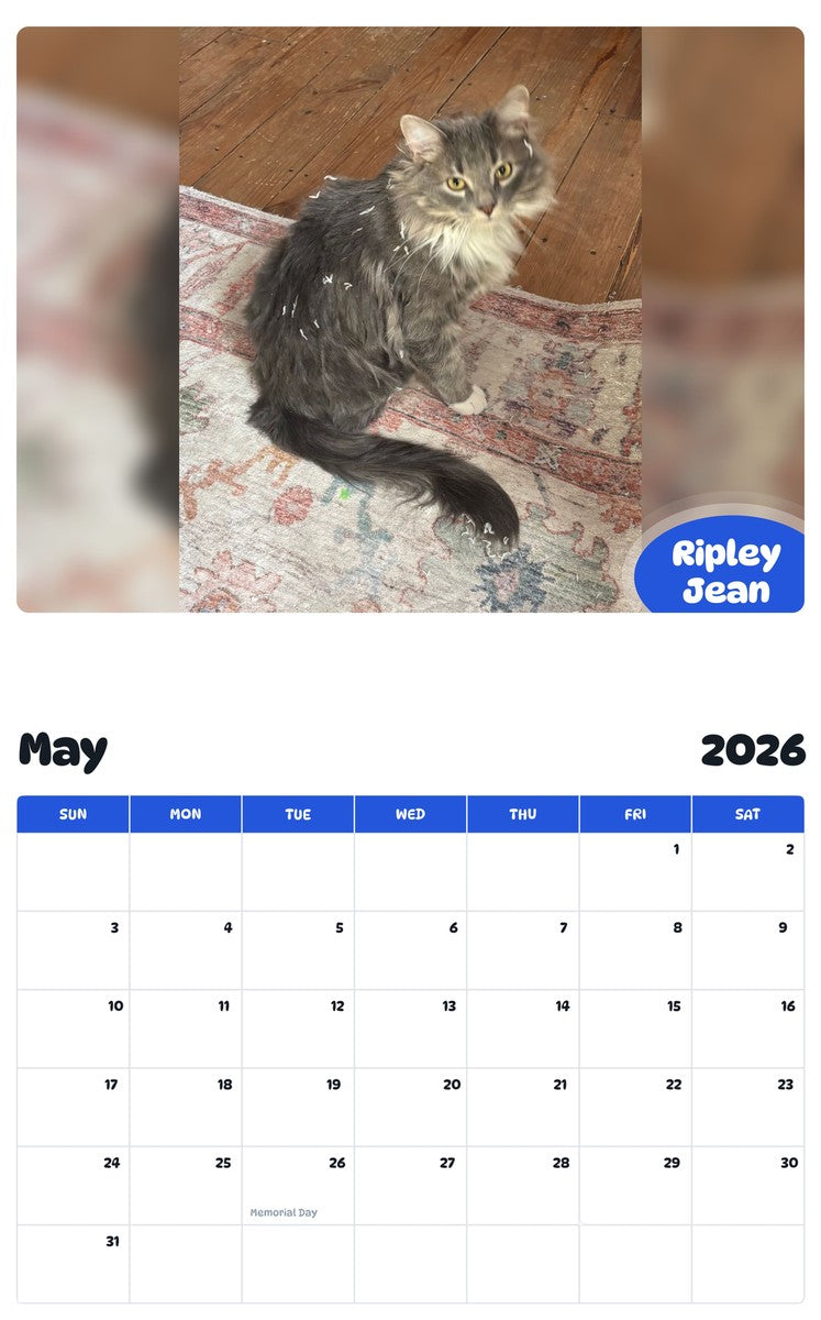 2026 - 2027 Ripley Jean - Pawidols Pet Calendar
