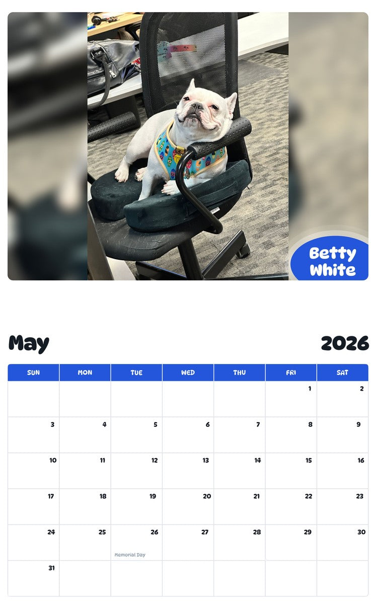 2026 - 2027 Betty White - Pawidols Pet Calendar