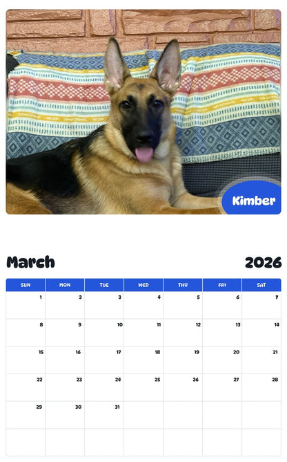 November 2025 - October 2026 Kimber - Pawidols Pet Calendar